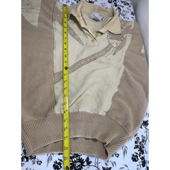 Maurada Knit Embroidered Beaded 3/4 Sleeve Pullover Women's Size L Coastal Boho - Picture 10 of 10